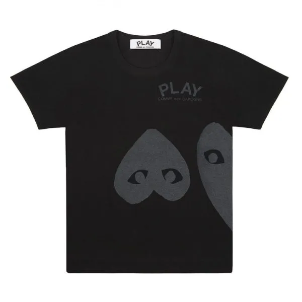 CDG Play Black T-shirt Black Three Heart Screenprint CDG Play Black T-shirt Black Three Heart Screenprint
